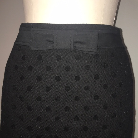 LOFT petite black polka dot mid length skirt sz 4P - Picture 4 of 8